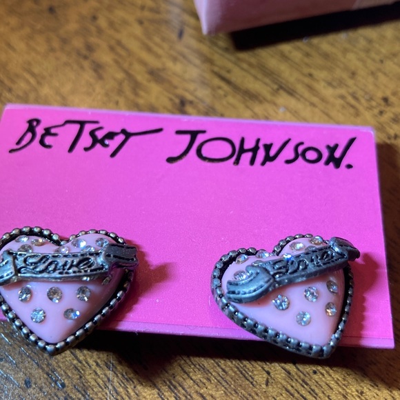 Betsey Johnson Pink Heart Earrings with Silver Accents - Picture 6 of 6